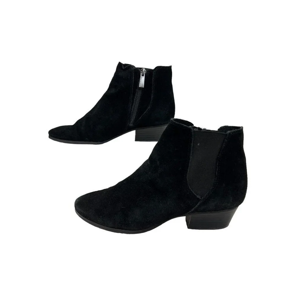 Vince Camuto Womens 7.5‎ Tricera Black Leather  Ankle  Booties Side Zip